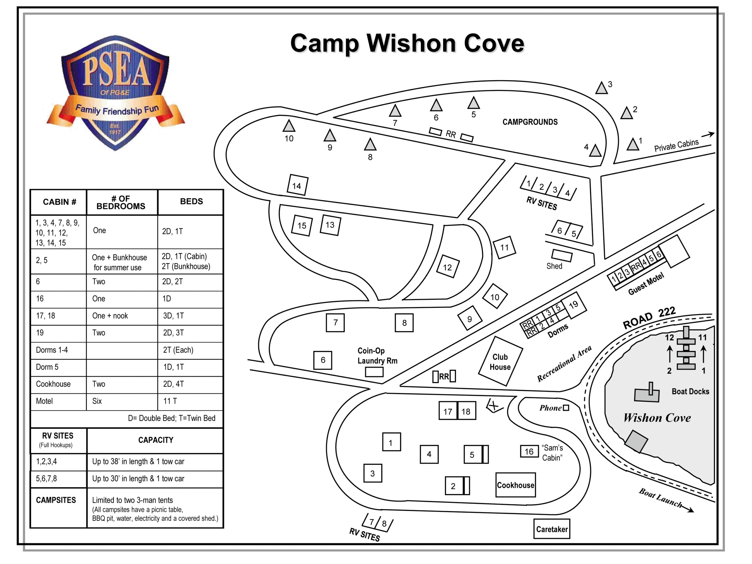 Camp Wishon Cove Layout