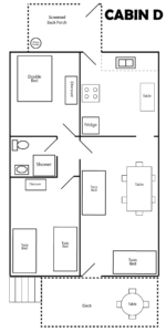Click here to enlarge Camp Shasta Cabin Plan - D