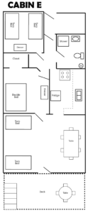 Click here to enlarge Camp Shasta Cabin Plan - E