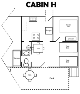 Click here to enlarge Camp Shasta Cabin Plan - H